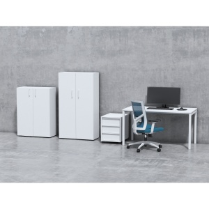 Стелаж Nova Basic от Narbutas с размери 800 x 360 x 1444 mm, изработен от бял меламин, с бяла правоъгълна дръжка. - Img 3