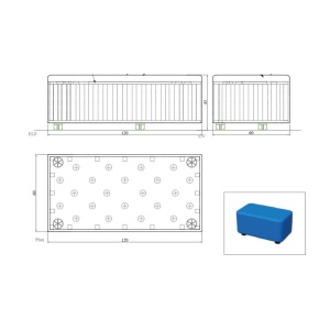Табуретка Line, RFG, 120 х 60 х 43H, зелена, екокожа - Img 2