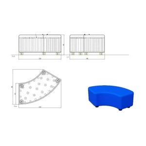 Табуретка Rainbow RFG, 120 х 90 х 43H, екокожа, цвят графит - Img 2
