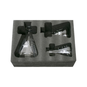 EduLab Borosilicate Pro Set 500–2000 ml – Комплект 3 ерленмайерови колби с пяна
