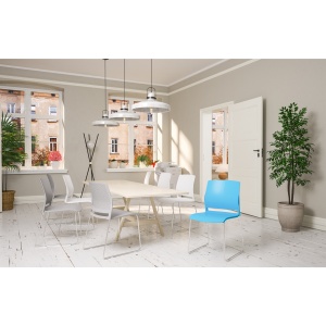 Gardena M Посетителски стол, 4 броя в комплект, пластмасов, синя седалка, синя облегалка, RFG - Img 7