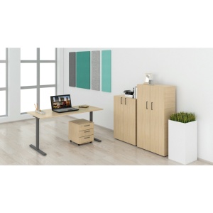 Narbutas Бюро T-Easy, 1400 x 800 x 740 mm, плот с кехлибарен дъб, крака с черен метал - Img 2