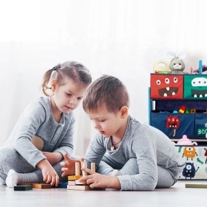 Детски органайзер за играчки, етажерка, секция, с 9 текстилни кутии за съхранение - monster - Img 2