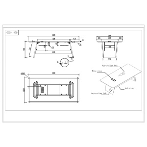 Заседателна маса Elmaz, RFG, 2400 х 1200 х 760 mm, дъб и сиво - Img 3