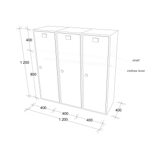 Метален гардероб RFG с три врати, троен, 120 х 40 х 120 cm, бял с жълти врати. - Img 5