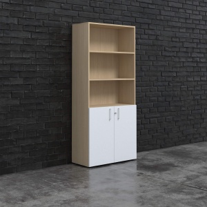 Шкаф Narbutas Choice, 800x420x1780 mm, с корпус от избелен дъб, бели врати с бяла правоъгълна дръжка. - Img 3