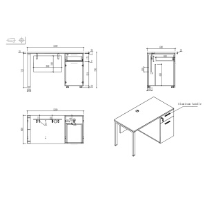 RFG Бюро Monaco с плот от бряст, бял метален контейнер, 1200 х 600 х 750 mm. - Img 3