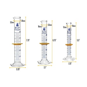 Комплект 3 мерителни цилиндъра клас А с пяна – 10/25/50 ml - Img 3