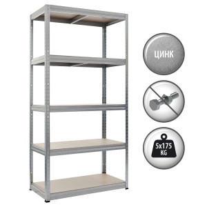 Метален стелаж STAR 213x90x45 см, до 175 кг на рафт - цинк - Img 2