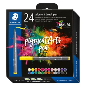Флумастери Staedtler Pigment Brush 371, 24 цвята - Img 1