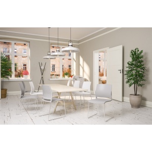 Gardena M Посетителски стол, пластмасов, с 4 броя в комплект, сива седалка, сива облегалка, RFG. - Img 6