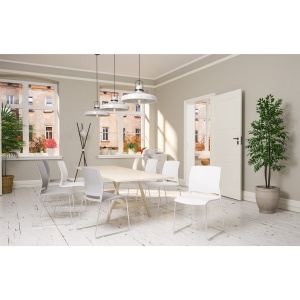 Gardena M Посетителски стол, 4 броя в комплект, пластмасов, бяла седалка, бяла облегалка, RFG - Img 8