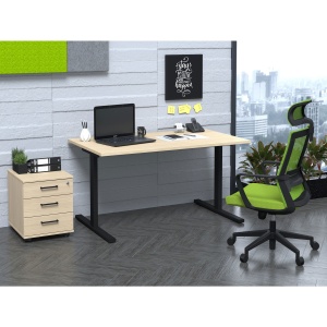 Narbutas Бюро T-Easy, 1400 x 800 x 740 mm, плот с избелен дъб, крака с черен метал - Img 3