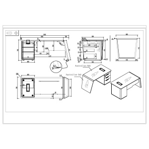 Работно бюро Elmaz RFG, с контейнер, 1800 х 800 х 760 mm, дъб и сиво - Img 5