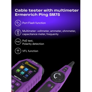 Тестер за кабели Ping SM75 с мултиметър - Img 12