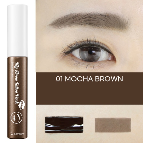 BERRISOM, Oops My Brow Tattoo Pack_01 Mocha Brown, setul pentru tatuarea sprâncenelor, 10 g
