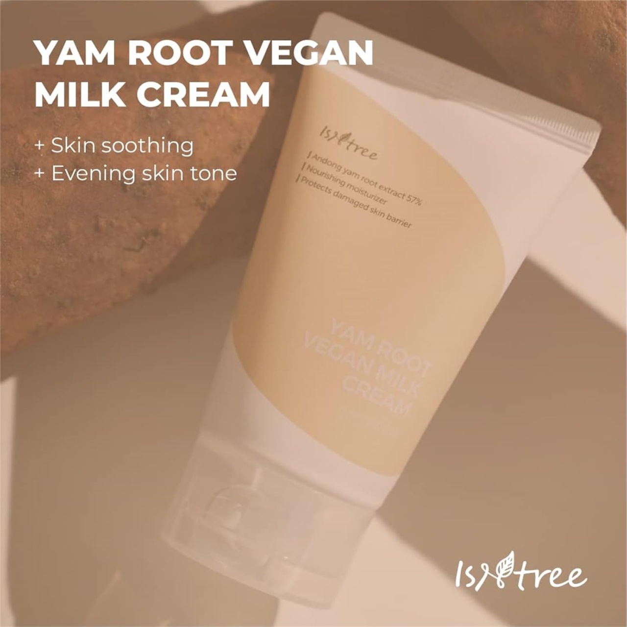 ISNTREE, Yam Root Vegan Milk Cream, cremă cu textură lăptoasă, 80 ml