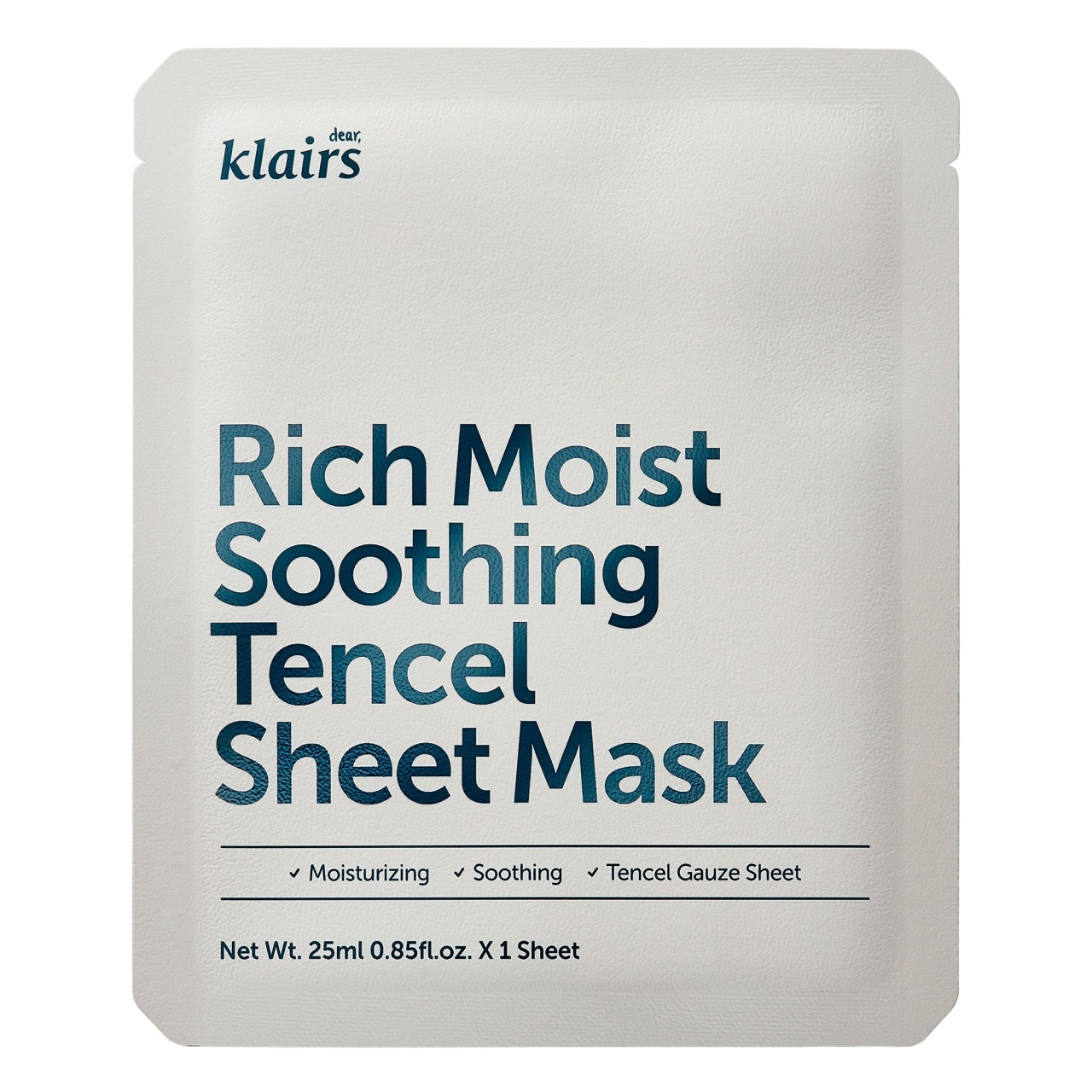 Klairs, Rich Moist Soothing Tencel Sheet Mask, mască de față liniștitoare, 25 ml