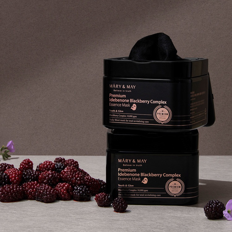 Mary&May, Premium Idebenone Blackberry Complex Essence Face Mask, masti pentru ten, 20 buc - 3 | YEO