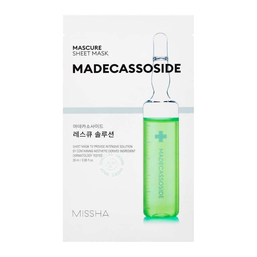 MISSHA, Mascure Rescue Solution Sheet Mask (Madecassoside), mască tip folie cu madecassoside , 28 ml