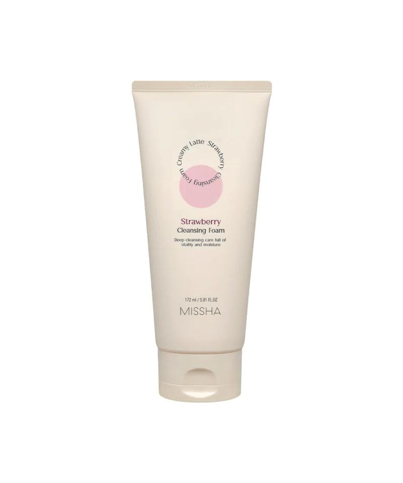 MISSHA, Missha Creamy Latte Cleansing Foam [Strawberry], spumă de curățare tip latte cremos cu căpșuni, 172 ml