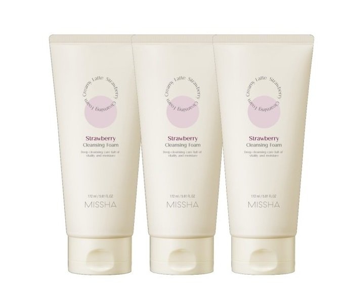 MISSHA, Missha Creamy Latte Cleansing Foam [Strawberry], spumă de curățare tip latte cremos cu căpșuni, 172 ml - 1 | YEO