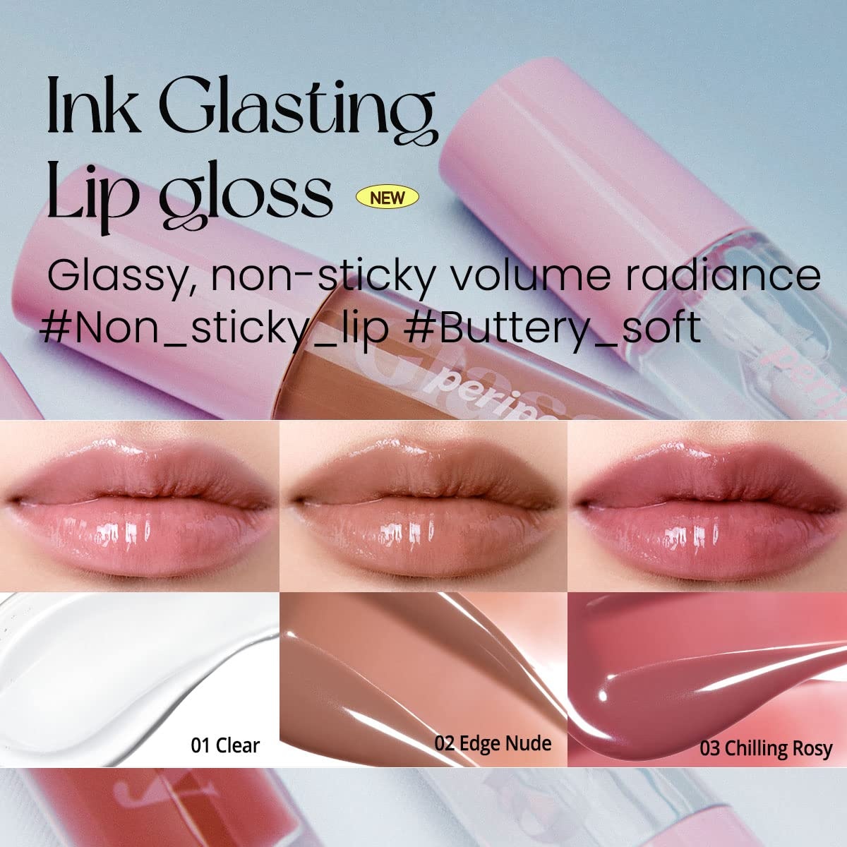 PERIPERA, Ink Glasting Lip Gloss 02 Edge Nude, luciu de buze, 4.5 ml - 3 | YEO