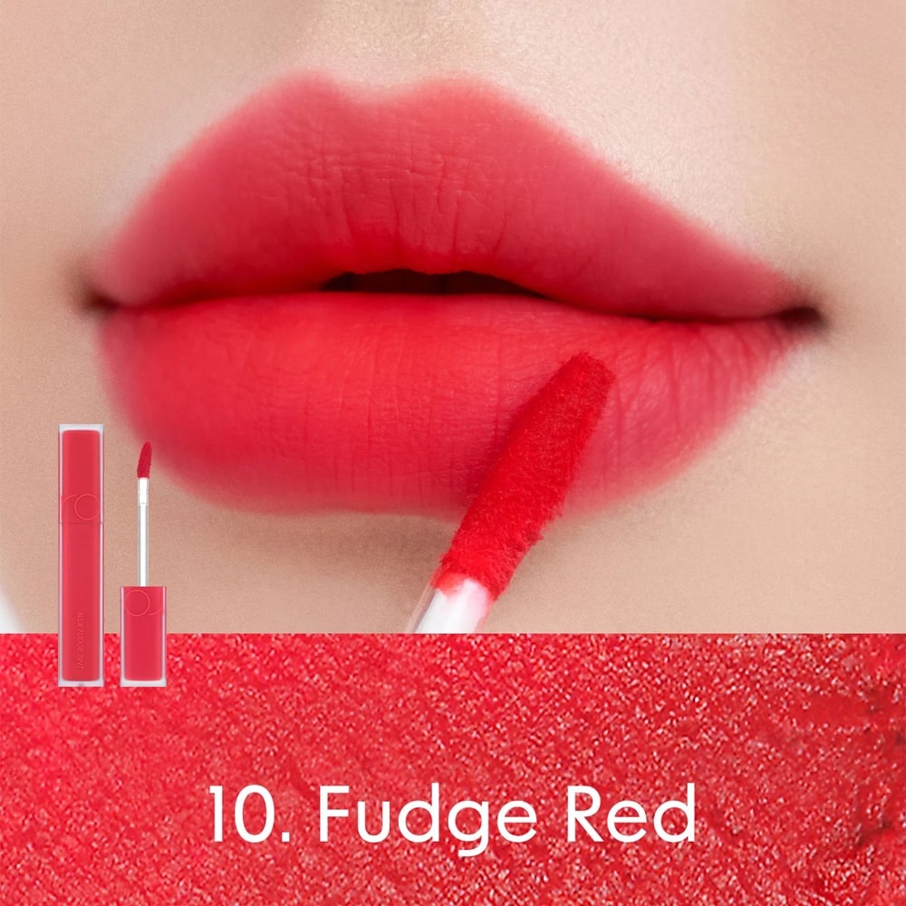 Rom&amp;nd, Blur Fudge Tint - Smoothing Lip Tint - 10 Fudge Red , ruj lichid de buze cu un finisaj mat, 5 g