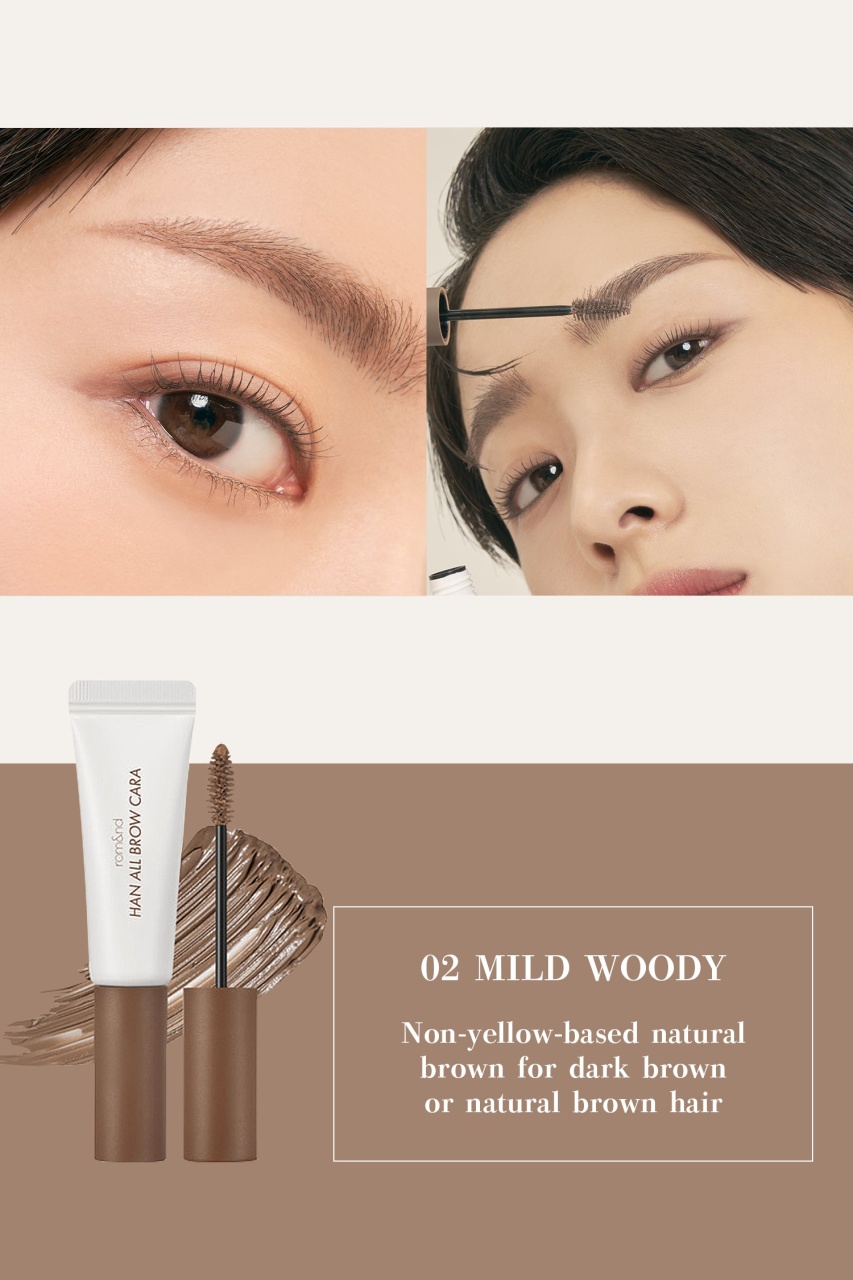 Rom&nd, Han All Brow Cara - Eyebrow Mascara - 02 Mild Woody, mascare sprâncene , 9 g - 1 | YEO