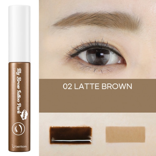 BERRISOM, Oops My Brow Tattoo Pack_02 Latte Brown, setul pentru tatuarea sprâncenelor, 10 g