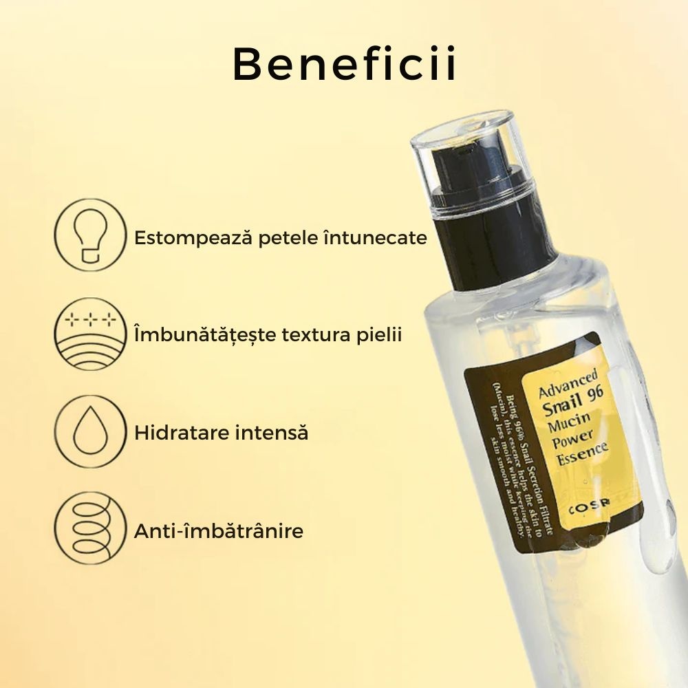 COSRX, Advanced Snail 96 Mucin Power Essence, loțiune tonică cu extract de melc , 110 g
