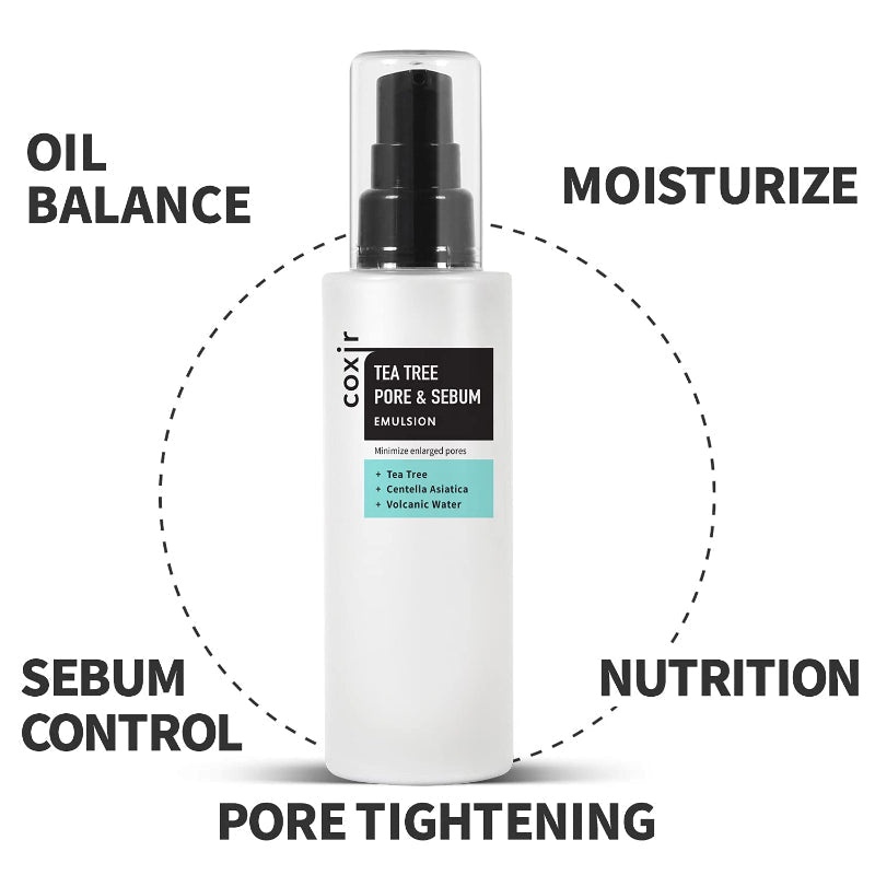 COXIR, Tea Tree Pore &amp; Sebum Emulsion, emulsie cu tea tree, 100 ml