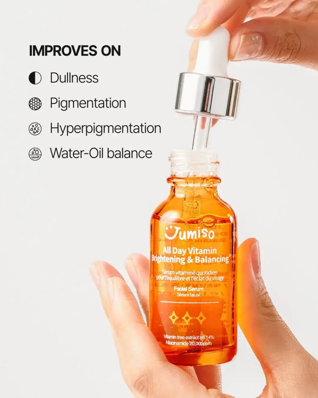 Jumiso, All day Vitamin Brightening & Balancing Face Serum, ser cu vitamine pentru strălucire, 30 ml - 2 | YEO