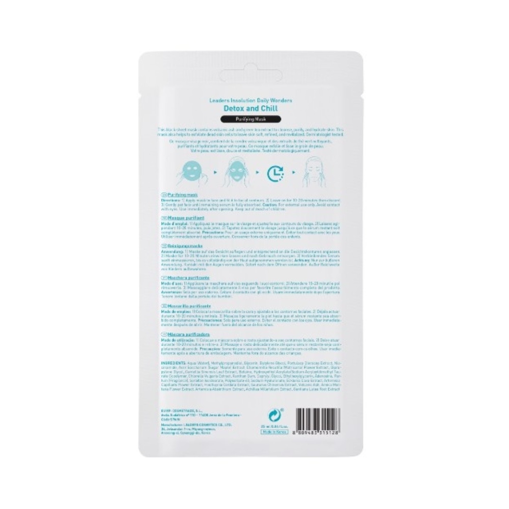 Leaders, Detox And Chill purifying Mask, mască purificatoare, 25 ml