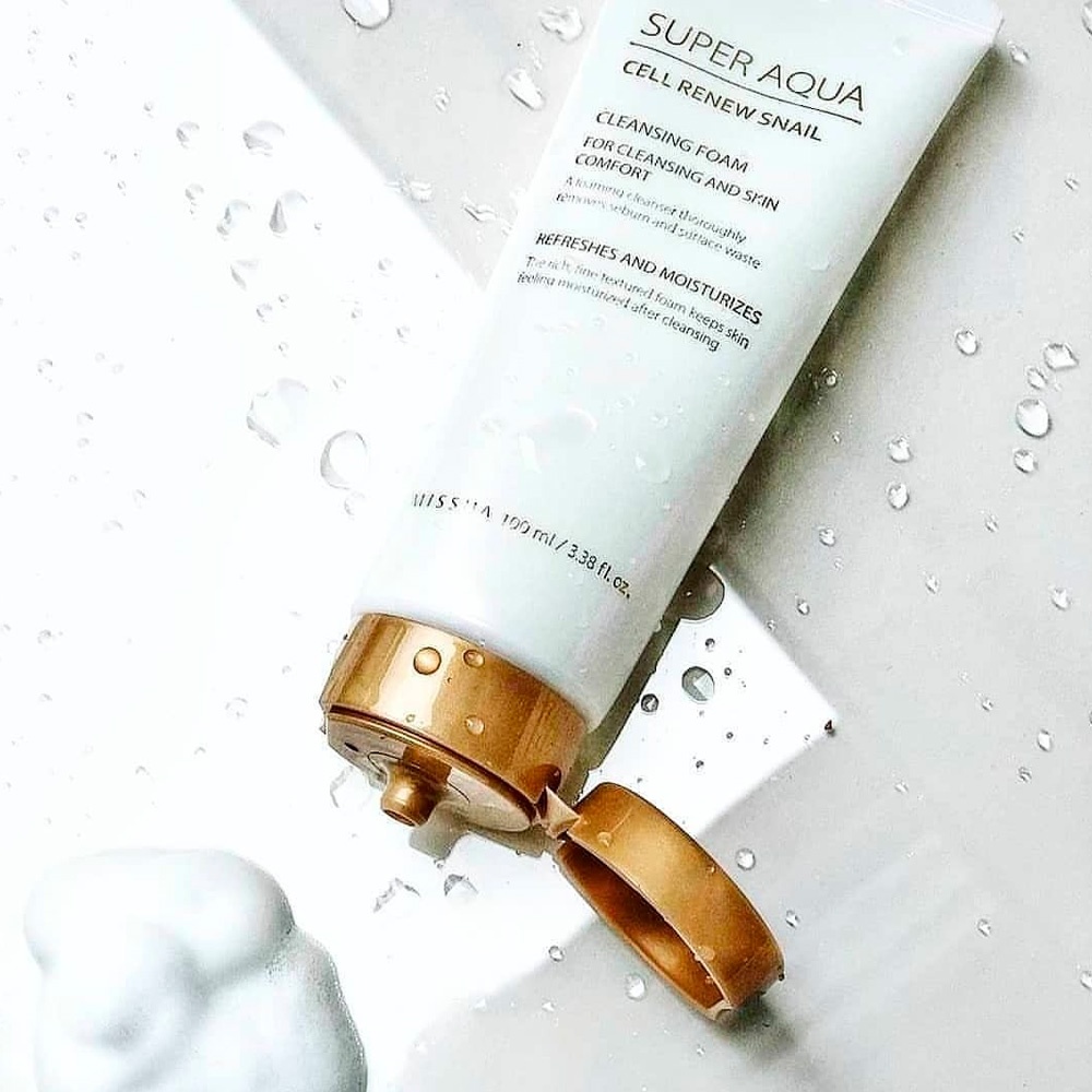 MISSHA, Super Aqua Cell Renew Snail Cleansing Foam , cleanser tip spumă pentru reînnoirea celulară cu extract de melc, 100 ml - 2 | YEO