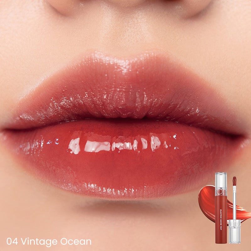 Rom&amp;nd, Glasting Water Tint - Glossy Lip Tint - 04 Vintage Ocean , nuanțator de buze cu efect de apă, 4 g