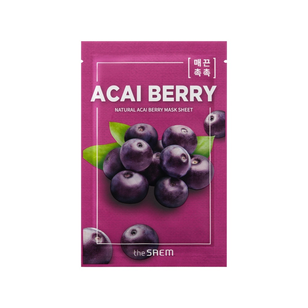 THE SAEM, Natural Acai Berry Mask Sheet, mască tip foaie cu fructe acai, 21 ml