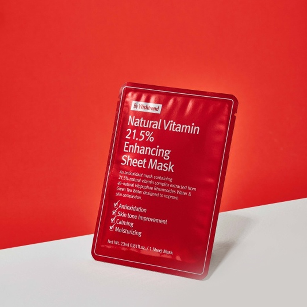 By Wishtrend, Natural Vitamin 21.5% Enhancing Sheet Mask, mască de față cu efect de calmare, 23 ml