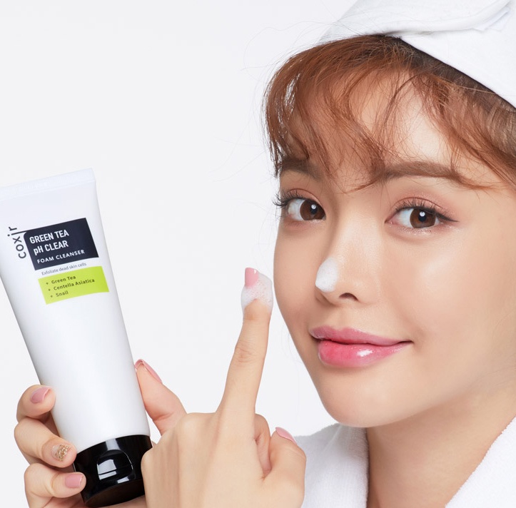 COXIR, Green Tea pH Clear Cleanser, spumă de curățare, 150 ml
