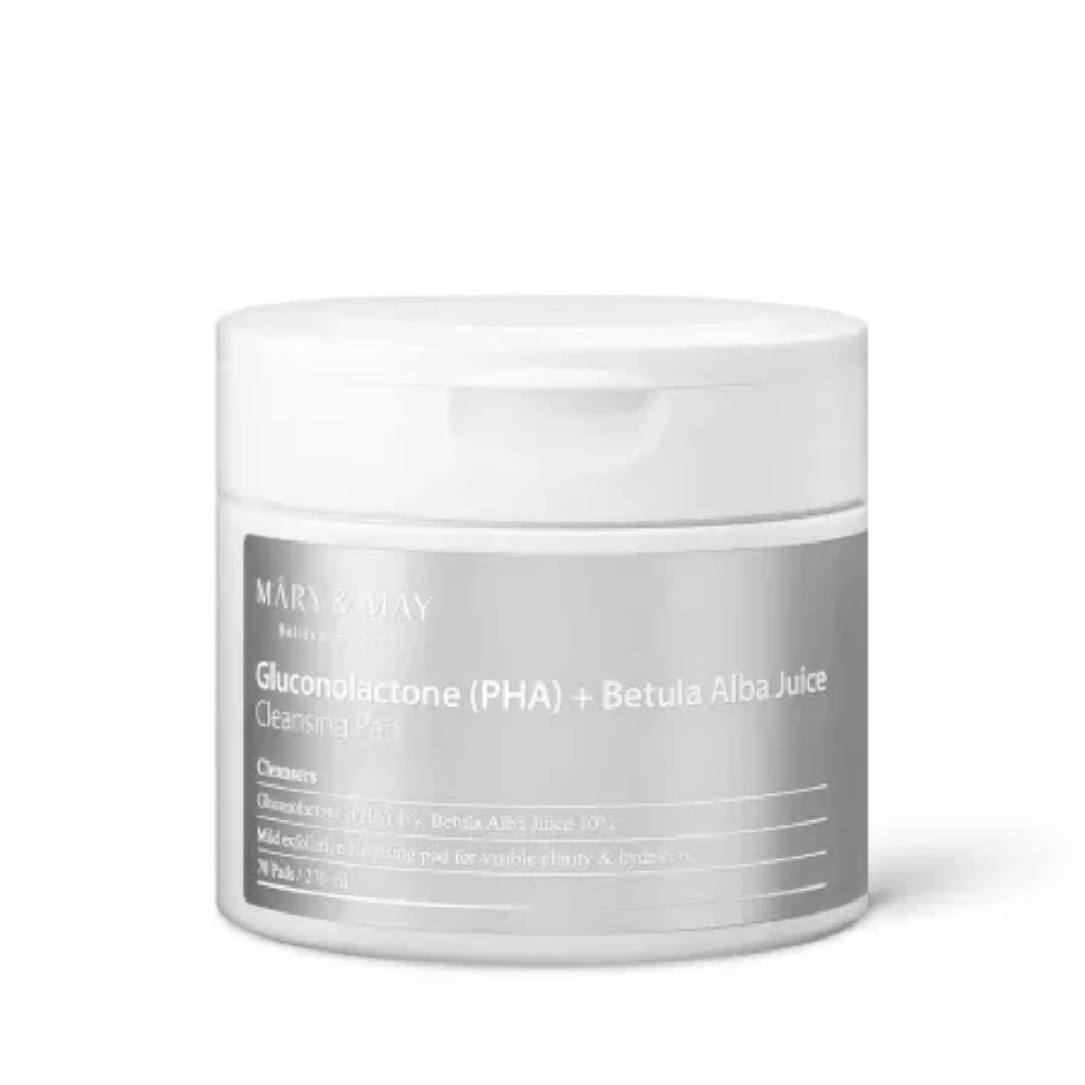 Mary&amp;May, Gluconolactone (PHA) + Betula Alba Juice Cleansing Pad, dischete de curatare, 270 ml