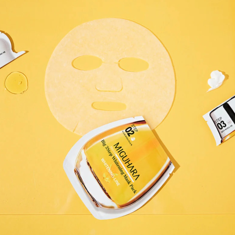 Miguhara, 2 Step Whitening Mask Pack Origin, pachet de măști pentru albire în 2 pași 1 origin, set