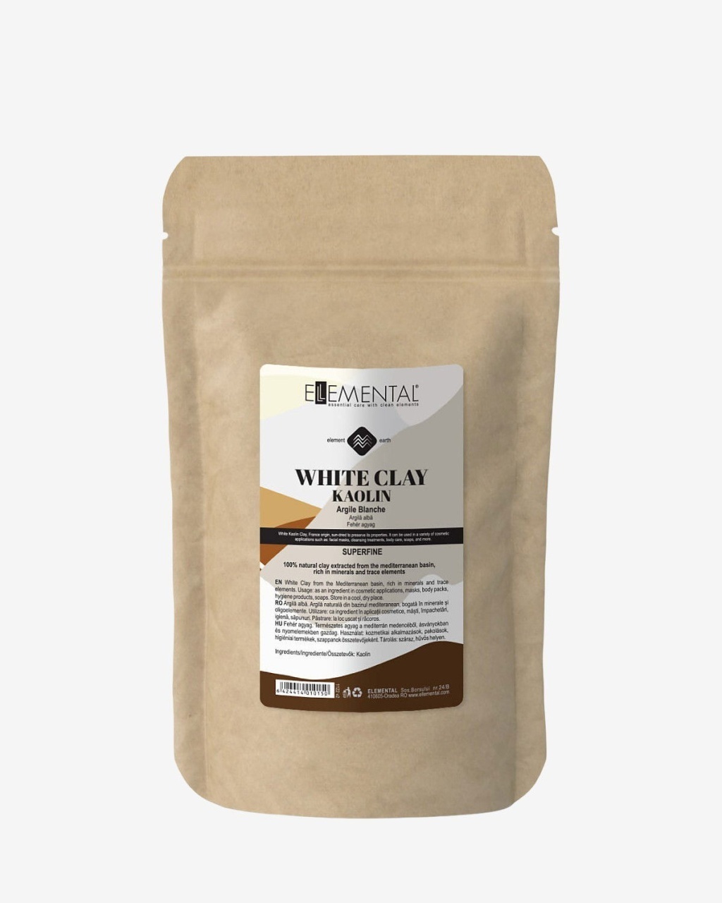 Ellemental, Argilă Albă Caolin, 100 g