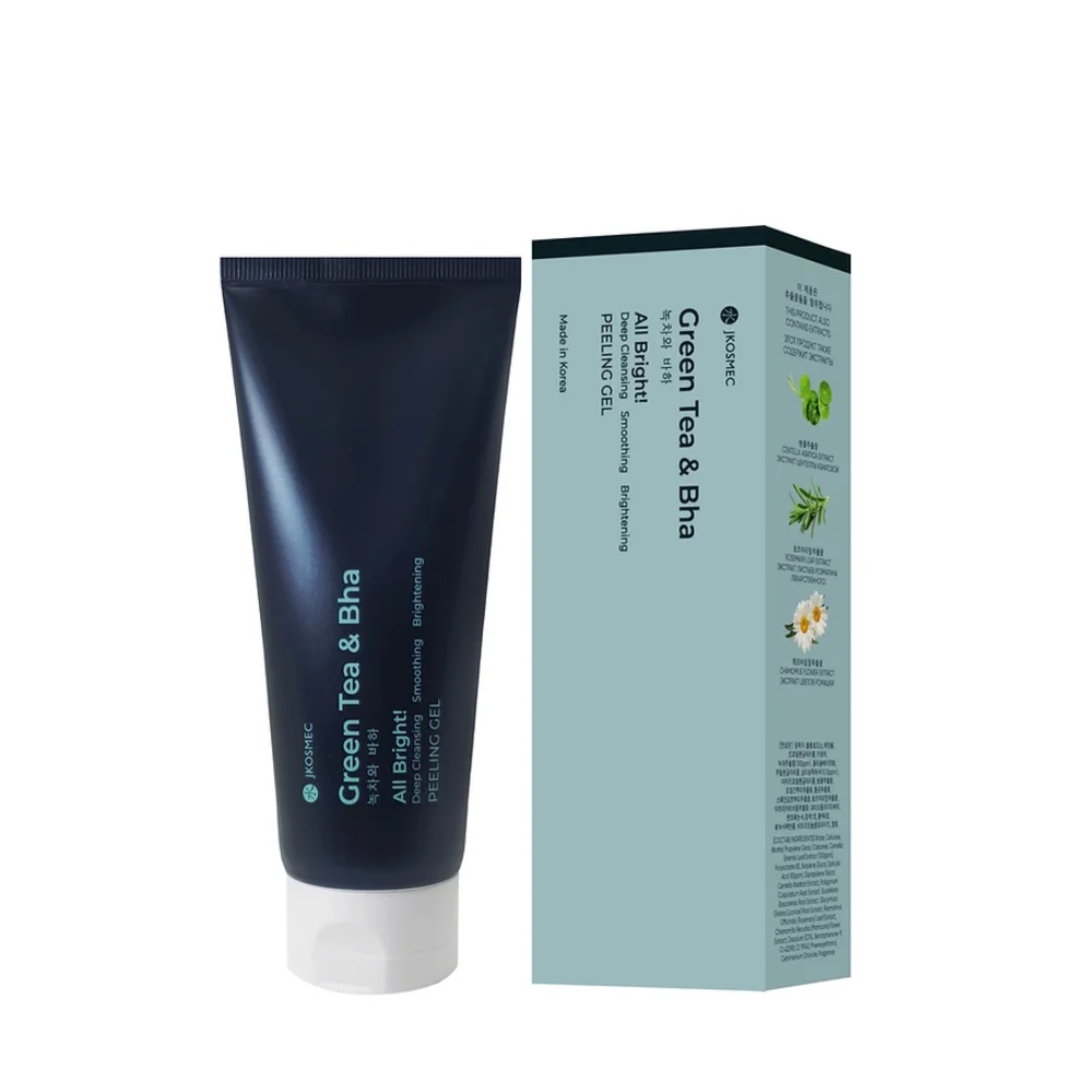 Jkosmec, All Bright Green Tea And Bha Peeling Gel, gel de peeling all bright cu ceai verde și BHA, 180 ml - 2 | YEO