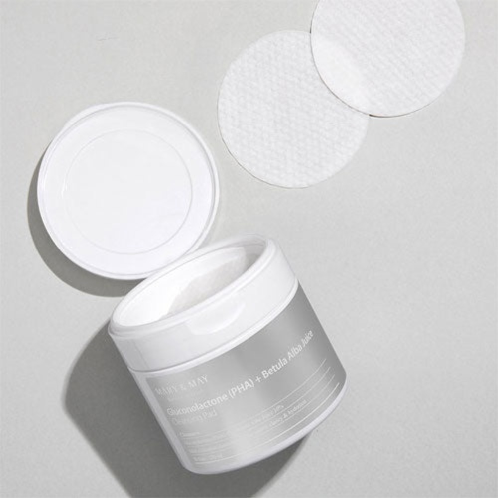 Mary&May, Gluconolactone (PHA) + Betula Alba Juice Cleansing Pad, dischete de curatare, 270 ml
