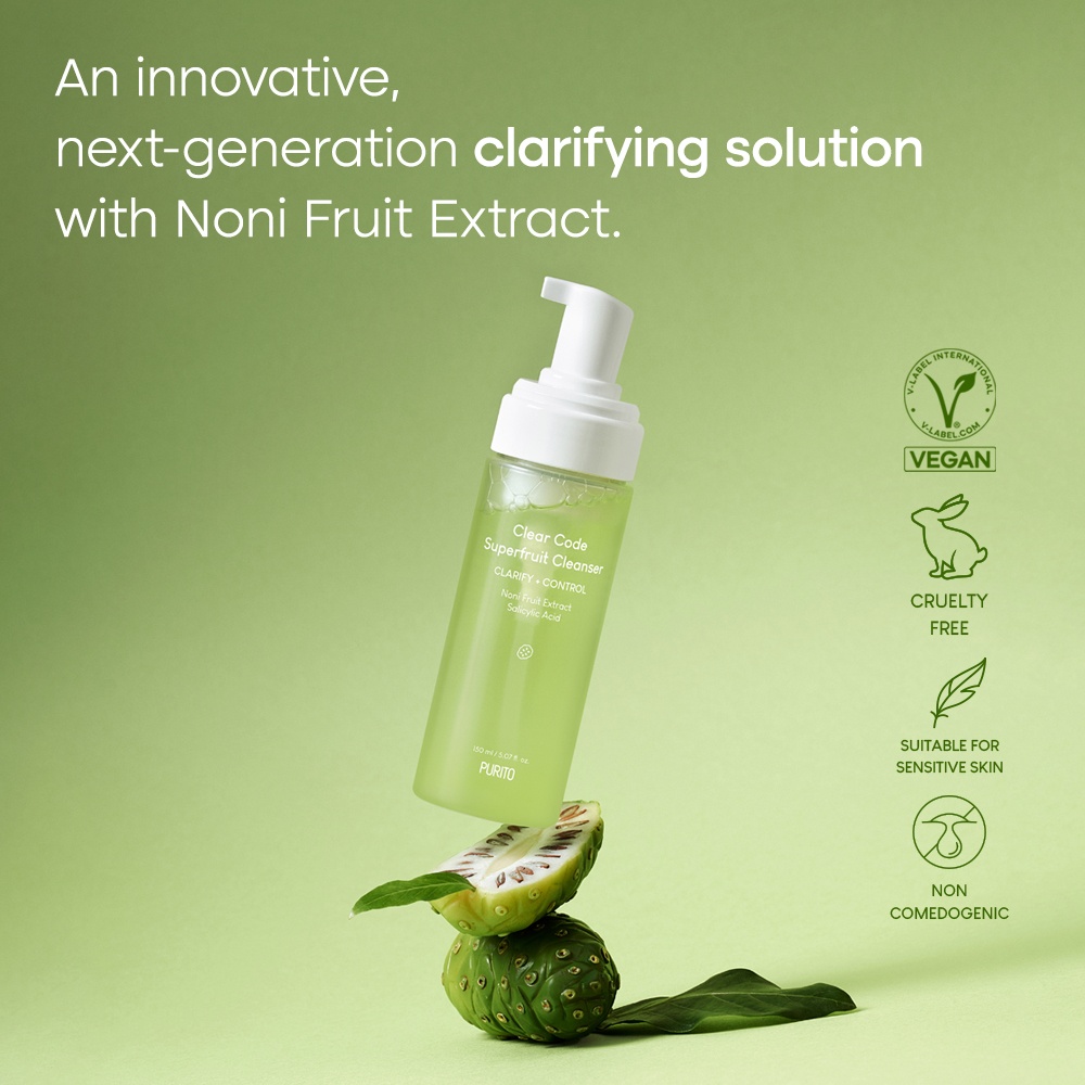 PURITO SEOUL, Clear Code Superfruit Cleanser, spuma de curatare, 150 ml