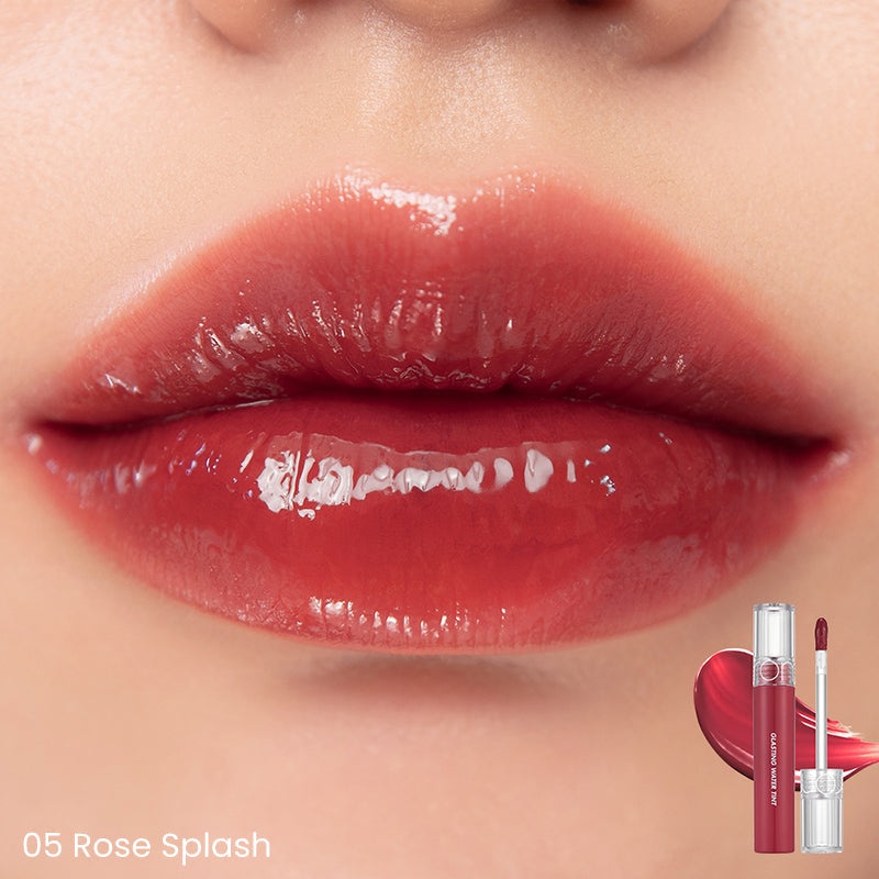 Rom&amp;nd, Glasting Water Tint - Glossy Lip Tint - 05 Rose Splash, nuanțator de buze cu efect de apă, 4 g
