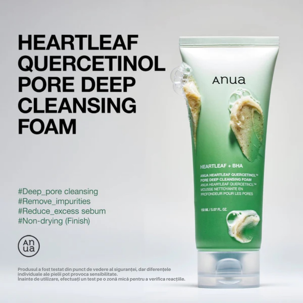 ANUA, Heartleaf Quercetinol Pore Deep Cleansing Foam, spumă pentru curățare , 150 ml - 1 | YEO