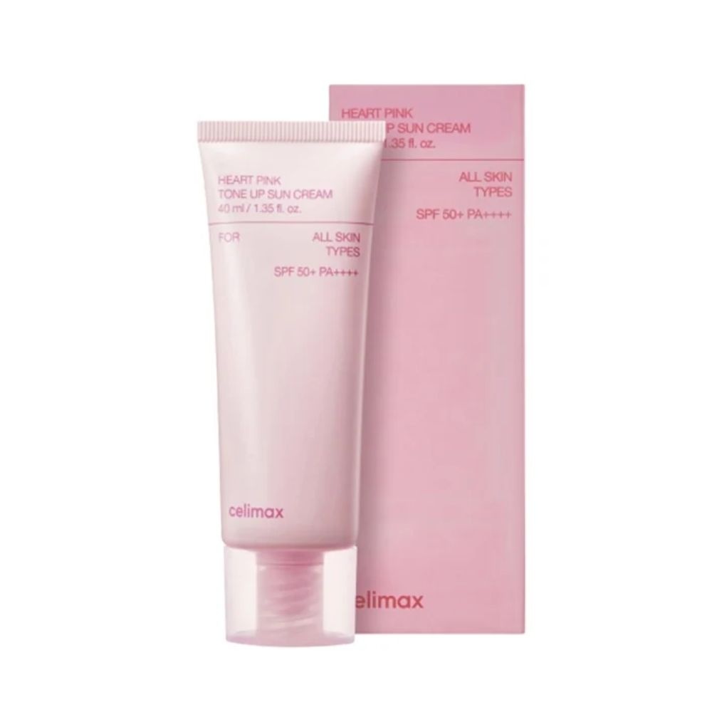 Celimax, Heart Pink Tone Up Sun Cream SPF 50+ PA++++ - Moisturizing Filter Cream, cremă hidratantă pink cu filtru solar, 40 ml