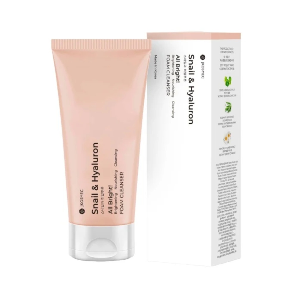 Jkosmec, All Bright Snail And Hyaluron Foam Cleanser, spumă de curățare cu melc și Hyaluron, 180 ml