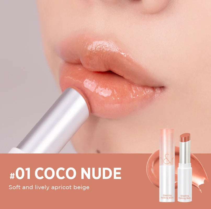 Rom&nd, Glasting Melting Balm - Glossy Lip Balm - 01 Coco Nude, balsam de buze hidratant cu luciu, 3.5 g - 1 | YEO